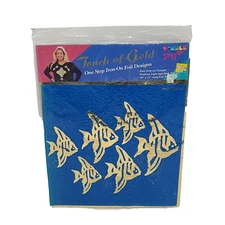 Dizzle Foil Transfer Touch of Gold Iron On Design Fish Vintage 80s 90s