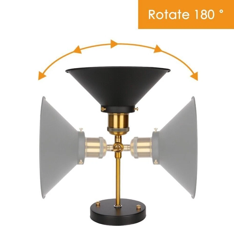 Vintage Industrial Black Wall Sconces Metallic Indoor Loft Plug in Wall Lights - Image 4 of 4