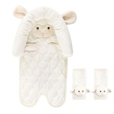 Hudson Baby Infant Girl Car Seat Insert and Strap Covers, Lamb, One Size