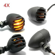 4X Grill Bullet Motorcycle Turn Signals Blinker Amber Light For Harley Davidson