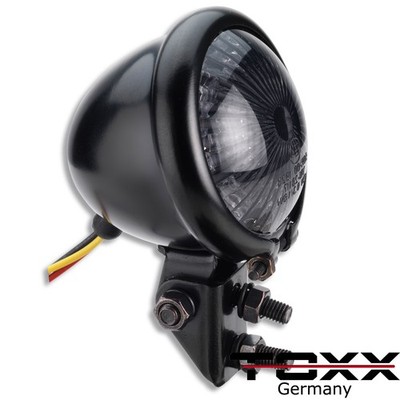 MOTORRAD MINI LED RÜCKLICHT BATES STYLE SCHWARZ GETÖNT CHOPPER CRUISER E-GEPRÜFT