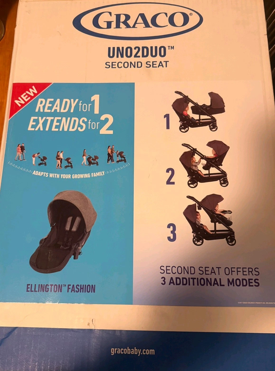 Graco Uno2Duo Stroller Second Seat, Ellington Fashion, Grey New
Opens in a new window or tab