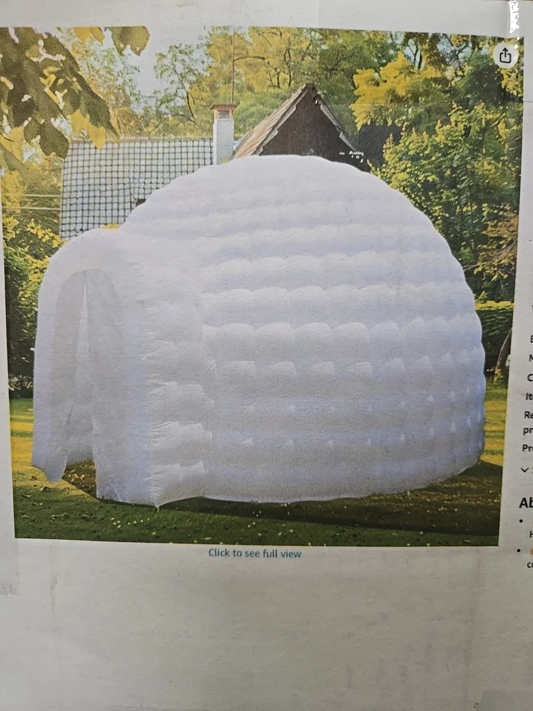Inflatable Igloo Dome Tent