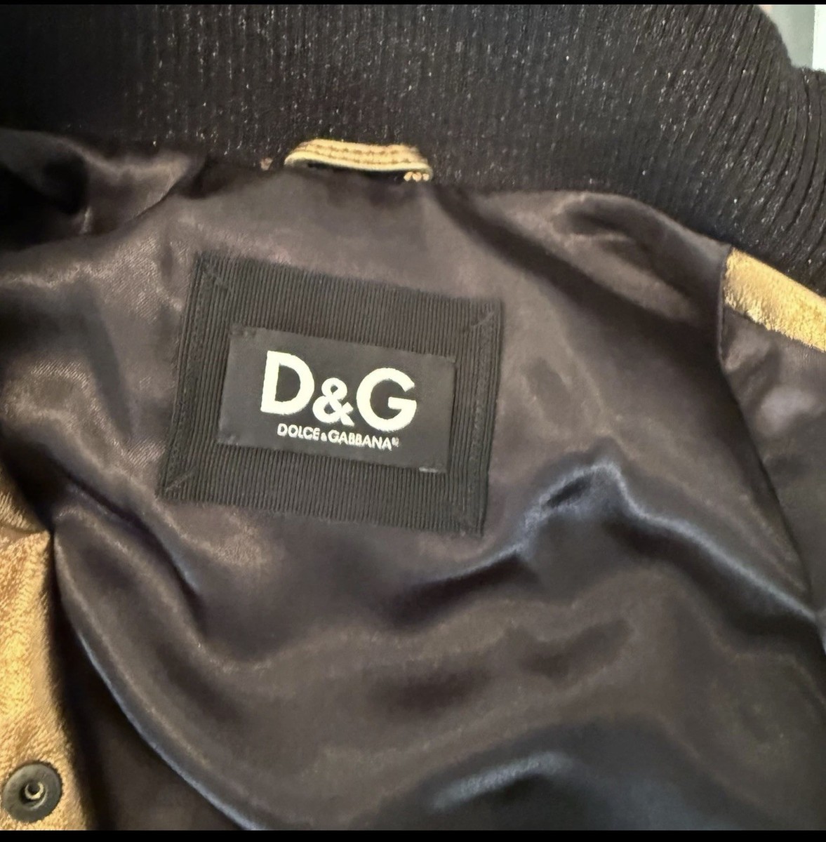 D&G Gold Leather Jacket Size 40 View 2
