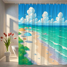 Beach Scene Shower Curtain - Colorful Summer Decor