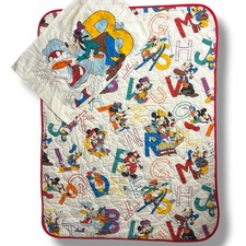Vintage ABC Mickey Mouse Friends Baby Comforter Blanket Disney Dundee 55  x 42  