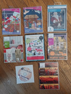 Christmas and Halloween Embroidery Patterns - set of 8 - wall hangings