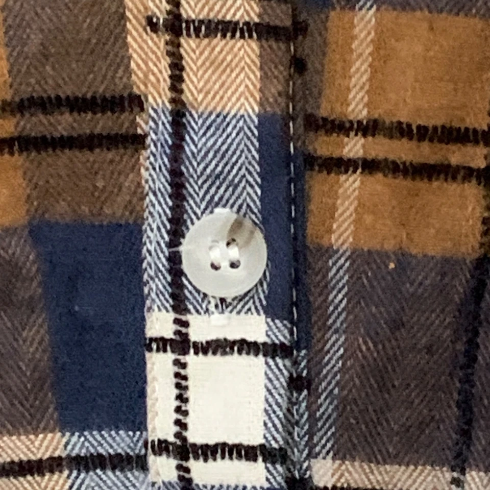 Mabel Maxi Dress SIZE LARGE Blue Brown Plaid Flannel Cozy Front Tie Body Con - Image 4 of 4