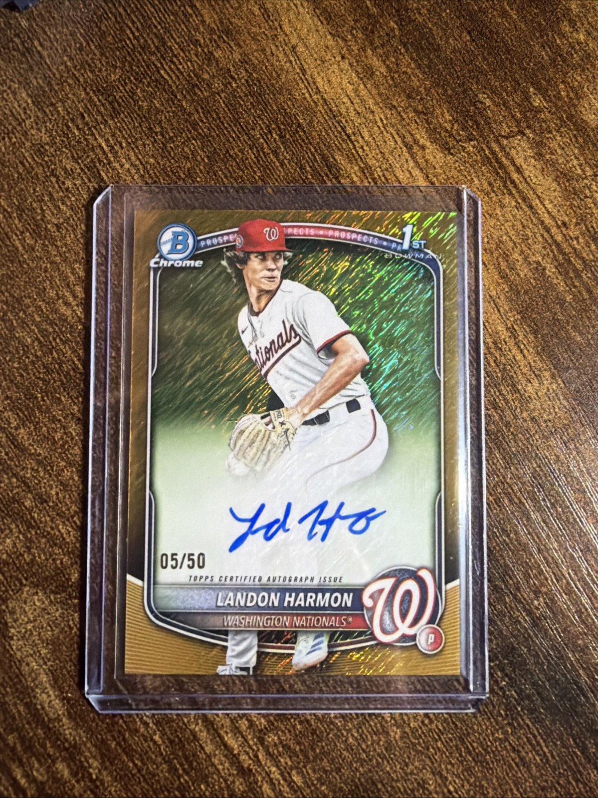 2025 Bowman Draft Chrome Landon Harmon Bowman 1st Gold Shimmer Auto /50🔥