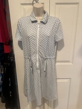 Tommy Bahama Women's White Black Palm Tree Shirt Dress Zip Drawstring XS