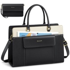 Laptop Bag for Women 15.6 inch Leather Tote Large Computer Handbag Work