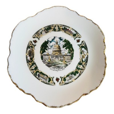Vintage Washington DC Capitol Souvenir Teller Goldrand Deko 18,5 cm Durchmesser