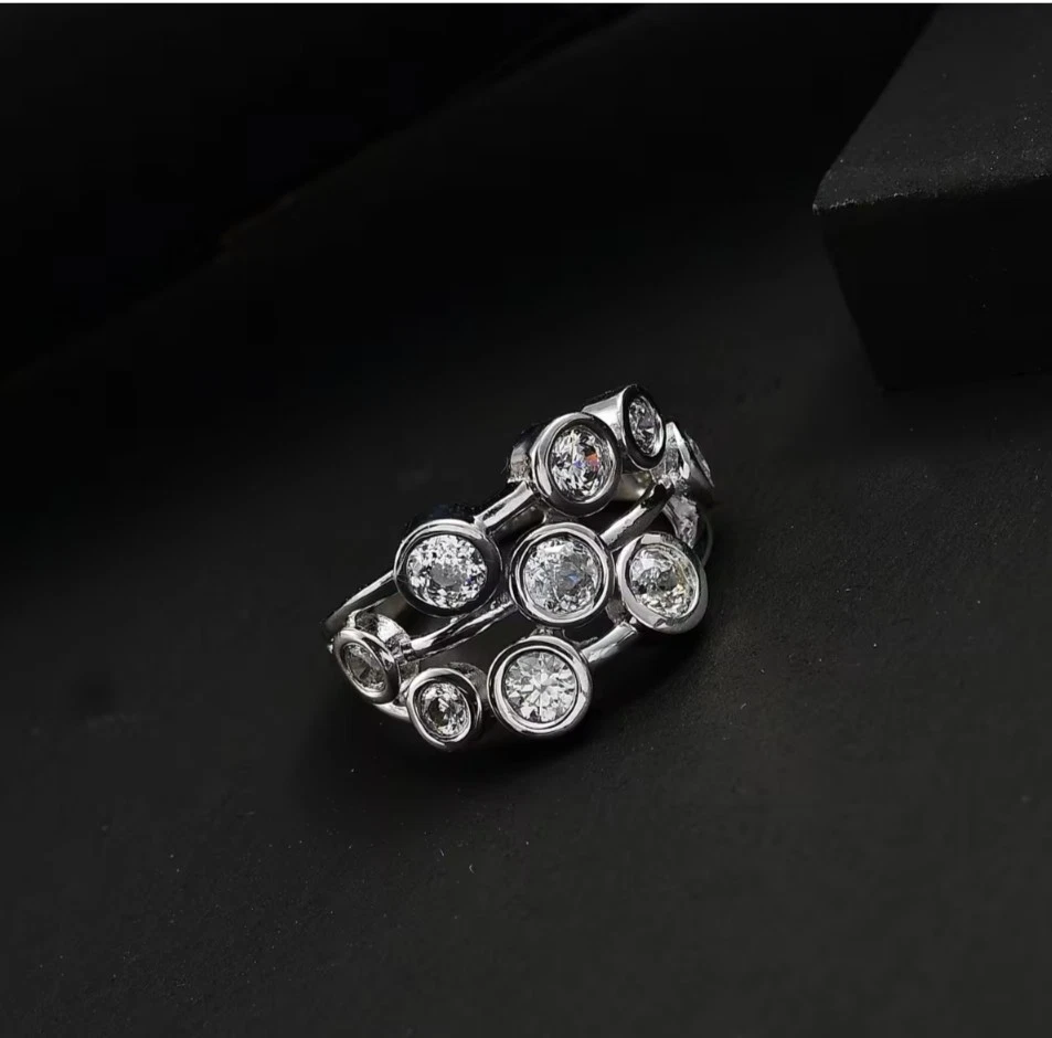 J Francis Bubbles Ring Sz8   w/ Zirconia by Swarovski Rhodium On Sterling Silver - Image 2 of 4