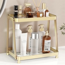 Bathroom Counter Organizer 2-Tier Acrylic Makeup Organizer Countertop W/ Marble