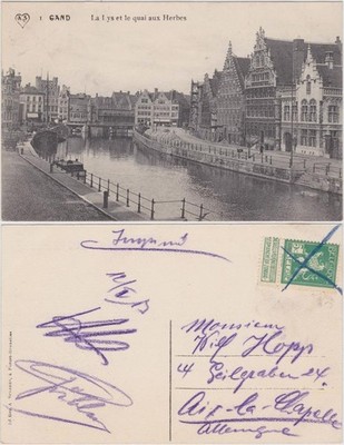 Gent Ghent Gand La Lys et le quai aux Herbes/La Lys et le quai aux Herbes 1915