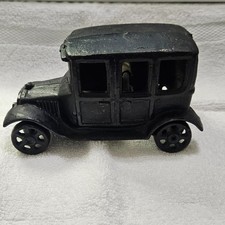 Antique Toy Car Vintage Black Cast Iron with Moving Wheels