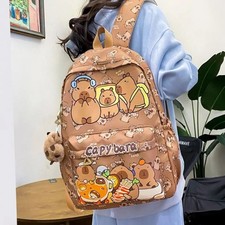 Cute Large Capacity Capybara Backpack Cartoon Breathable Student Schoolbag Nylon
