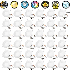 6 Inch LED Recessed Downlight, 5CCT Selectable, Dimmable, Energy Star, 36 Count