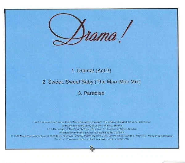 Eraser Drama! CD UK Mute 1989 3" CD Mit Adapter In 5" Hülle CDMUTE89 - Bild 2 von 4
