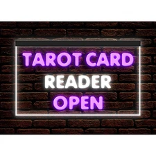 Tarot Card Reader Open Psychic Shop Dual Color Two Tone illuminated Neon Sign
