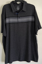 Men's George 2XL Short Sleeve Polo Shirt Poly Polo Stretch Black with Stripe New