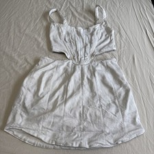 Zara Corset Mini Jean Dress Off Woman’s Wash-Out Denim, 28” Waist, Size M 8