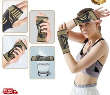 Copper Wrist Brace Support Compression Sleeve Arthritis Gym Carpal Tunnel Injury