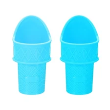 2Pack 3.94" Ice Cream Cone Scoop Plastic Reusable Cup Spoon Blue