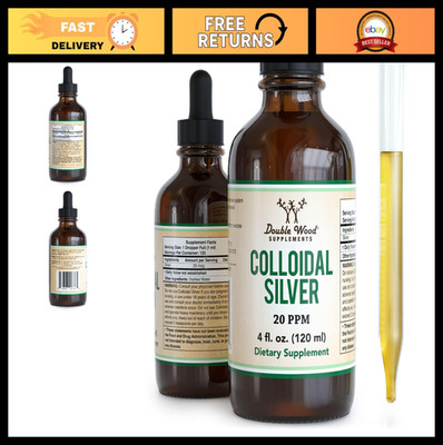 Colloidal Silver Liquid 20 PPM - 4 Fl OZ, 99.9% Pure, Gluten Free, Non-GMO, Drop