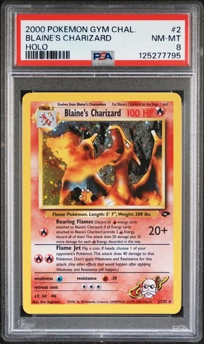 2000 Pokemon Gym Challenge Blaine's Charizard #2 NM-MT PSA 8 Holo Rare