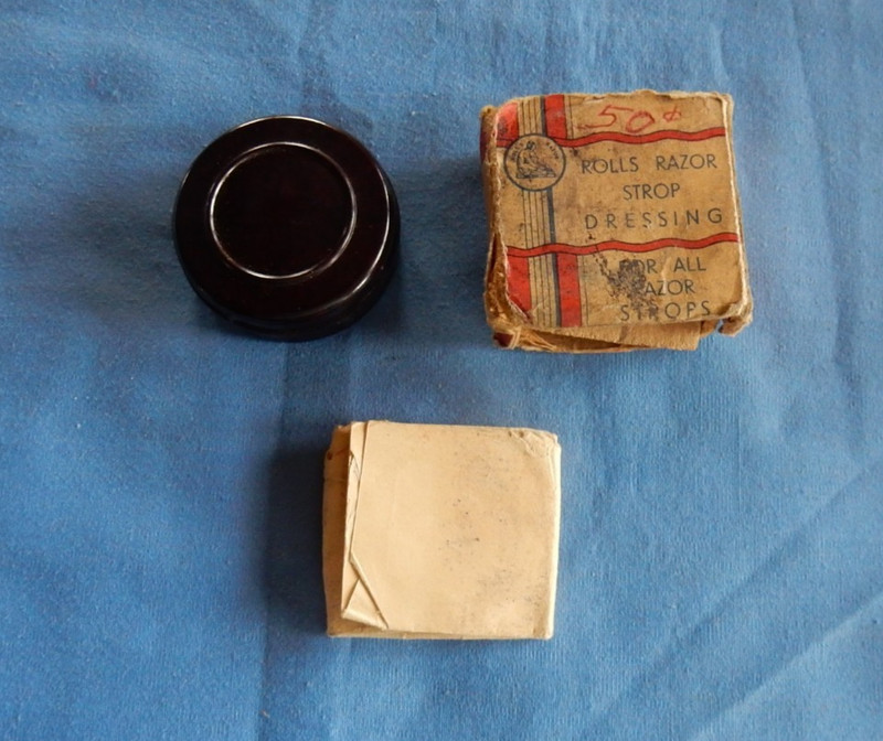 Vintage Rolls Razor Strop Dressing w Partial Box & Paper