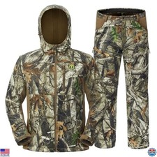 TIDEWE Men's Silent Hunting Jacket  Pants Set - Fleece Lined, Water Resistant