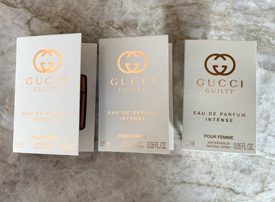 3x Gucci Guilty Pour Femme Eau De Parfum Intense Sample Spray 1.5ml / 0.05oz NEW