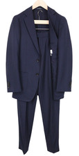 SUITSUPPLY Havana Patch Men Suit UK34R Blue 2-Piece Slim Wool Stretch Unlined
