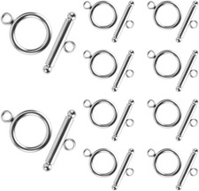 10 Sets Stainless Steel Toggle Clasps Round T-Bar Jewelry Closures for DIY