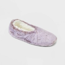 Women's Faux Fur Cozy Pull-On Slipper Socks - Lilac, S/M 5-7 