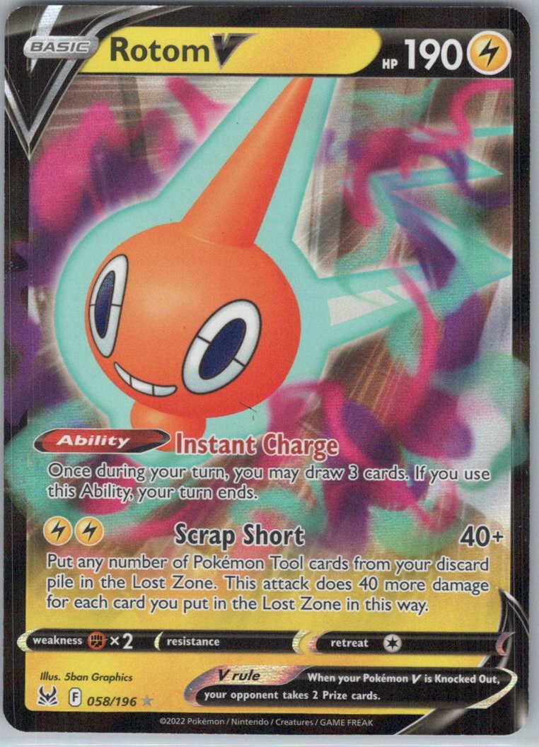 Rotom V #58/196 (Holo) (NM) SWSH11: Lost Origin SWSH11 Pokemon