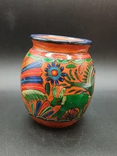 Vintage Terracotta Pottery Hand Made painted jug bowl pot 5" tall