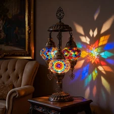 Mozaist Rainbow 3-Glass Mosaic Table Lamp, Mosaic Design, 9.8" x 21.3"