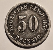 Münze Deutsches Reich Kaiserreich Silber 50 Pfennig 1876 F in Schön,Gewicht 2,66
