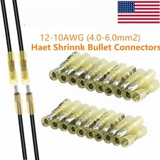 50PCS 12-10 Gauge Heat Shrink Bullet Male Female Wire Connector Crimp Terminals