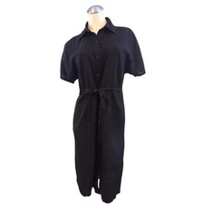 a New Day Size XS Black Linen Blend Shirt Dress New!