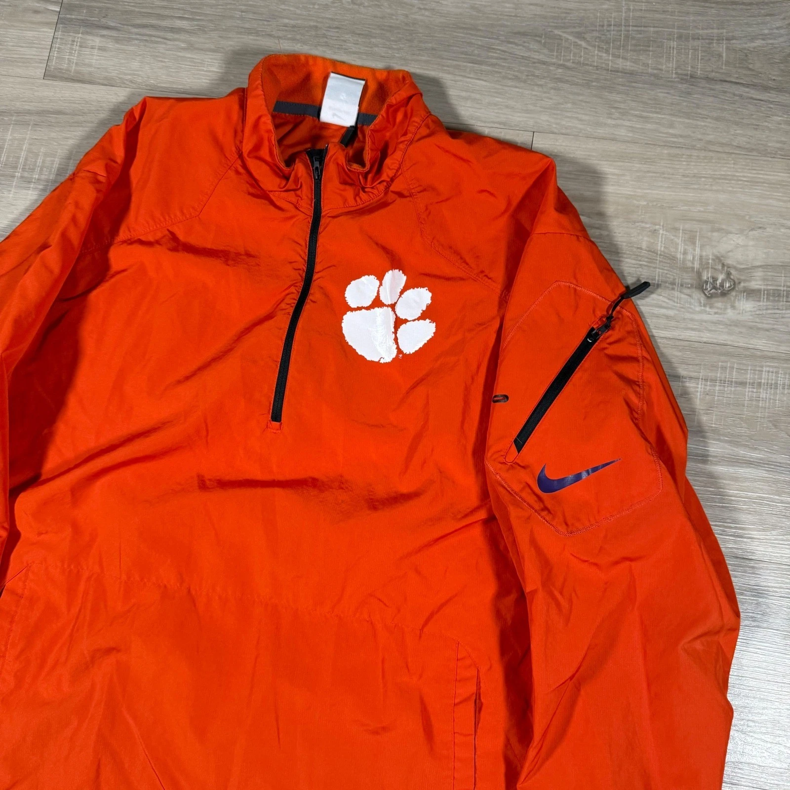 Nike Clemson Tigers Orange Storm-FIT Pullover Windbreaker Jacket Waterproof XL