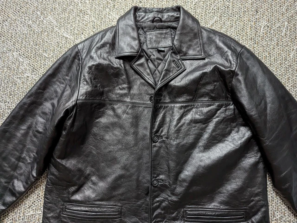 Abrigo negro vintage años 90 piel de cordero L (se adapta a XL) Y2K mantequilla suave MATRIX Foto 3 de 4