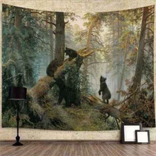 Nature Forest Extra Large Tapestry Wall Hanging Art Green Cute Background Fabric