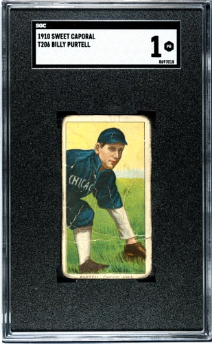 1909 T206 BILLY PURTELL NNO POOR SWEET CAPORAL 350 SGC 1 CHICAGO WHITE SOX