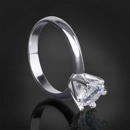 Anillo de compromiso aniversario de boda de corte redondo de corte redondo para mujer talla 5-10 - Imagen 2 de 6
