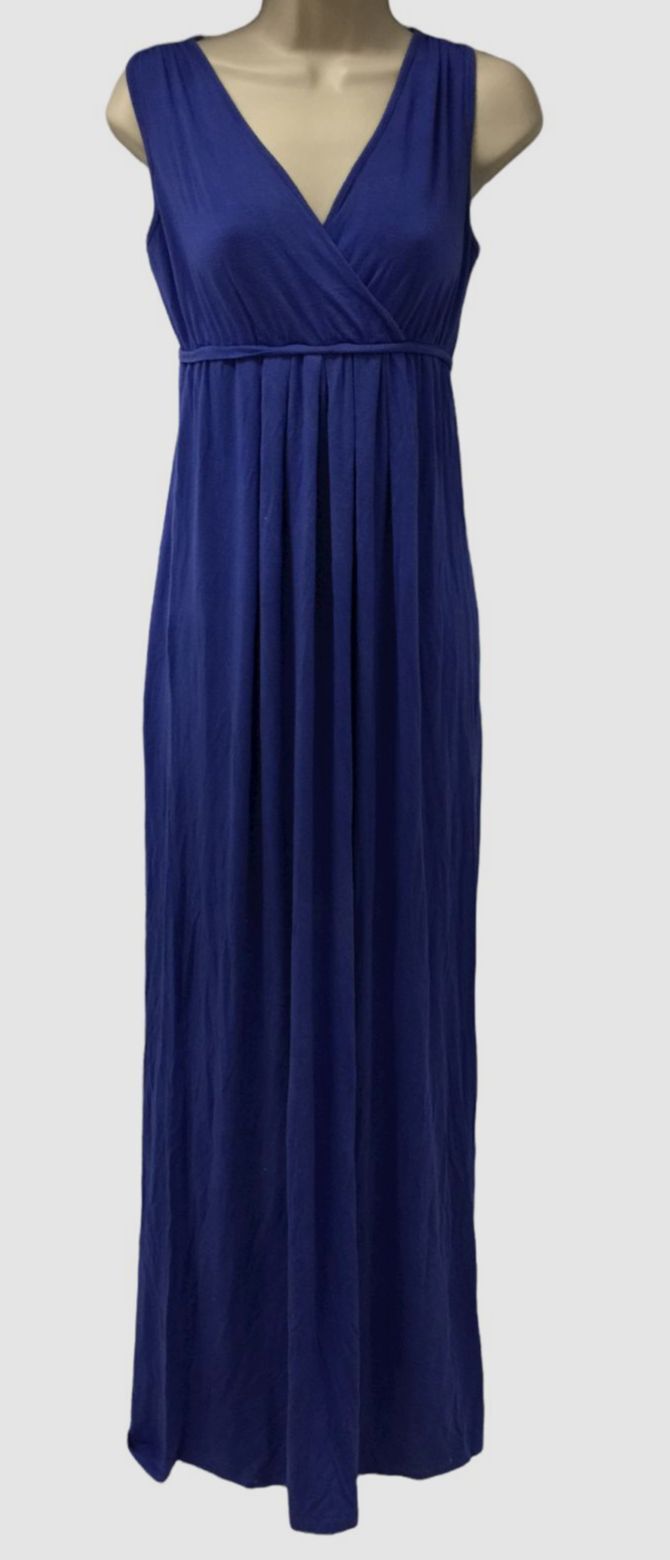 $118 Ingrid & Isabel Women's Blue Sleeveless V-Neck Maternity Maxi Dress Size M