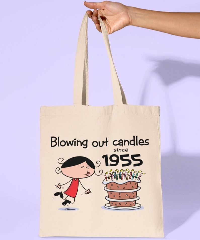 Blowing Out Candles Since 1955 70th Birthday Tote Shopping Personalized Tote Bag