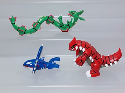 Kyogre Rayquaza Groudon Pokemon Action Figure Set Gashapon Bandai